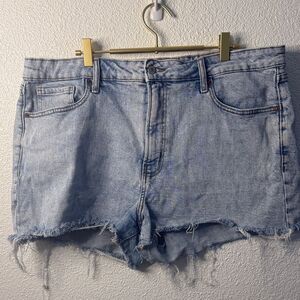 Denim Frayed Hem Women Shorts